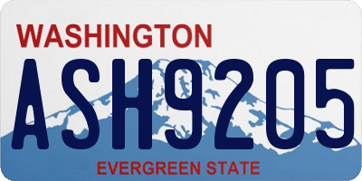 WA license plate ASH9205