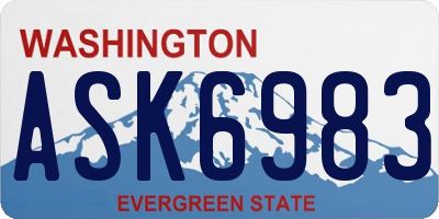 WA license plate ASK6983