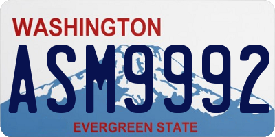 WA license plate ASM9992