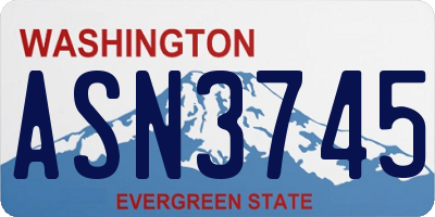 WA license plate ASN3745