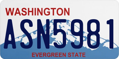 WA license plate ASN5981