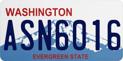 WA license plate ASN6016