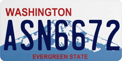 WA license plate ASN6672