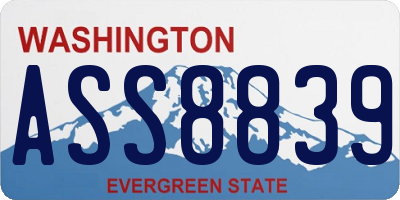 WA license plate ASS8839