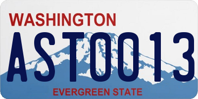 WA license plate AST0013