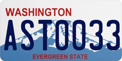 WA license plate AST0033