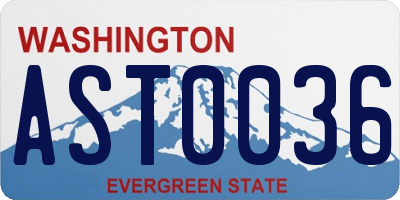 WA license plate AST0036
