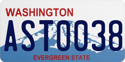 WA license plate AST0038