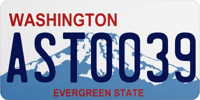 WA license plate AST0039