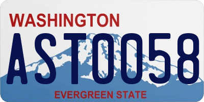 WA license plate AST0058