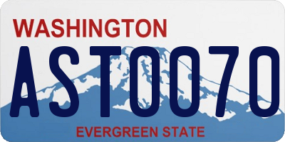 WA license plate AST0070