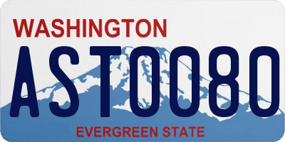 WA license plate AST0080