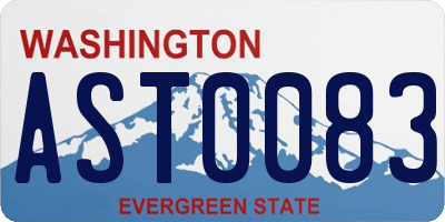 WA license plate AST0083