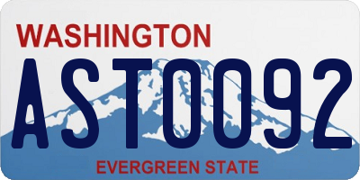 WA license plate AST0092