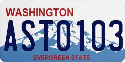 WA license plate AST0103