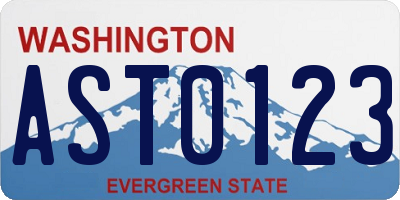 WA license plate AST0123