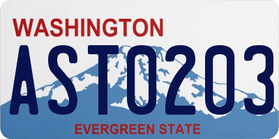 WA license plate AST0203