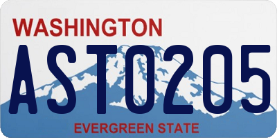 WA license plate AST0205