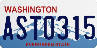 WA license plate AST0315