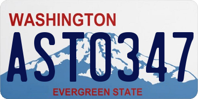 WA license plate AST0347