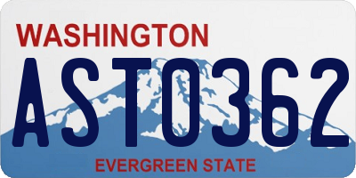 WA license plate AST0362