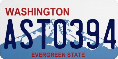 WA license plate AST0394