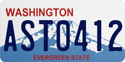 WA license plate AST0412