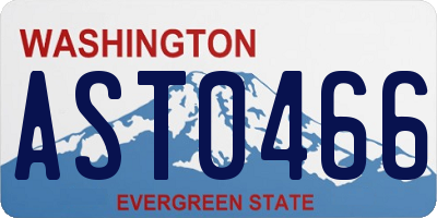 WA license plate AST0466