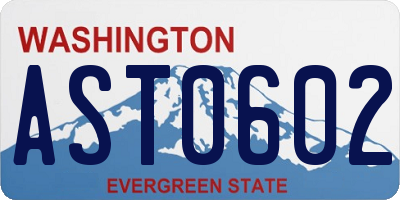 WA license plate AST0602