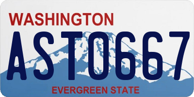 WA license plate AST0667