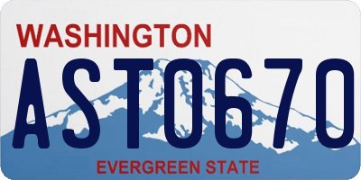 WA license plate AST0670