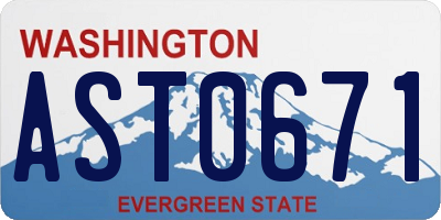WA license plate AST0671