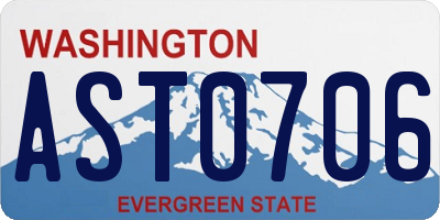 WA license plate AST0706