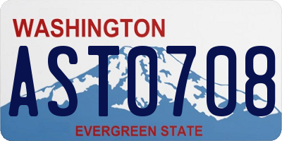 WA license plate AST0708