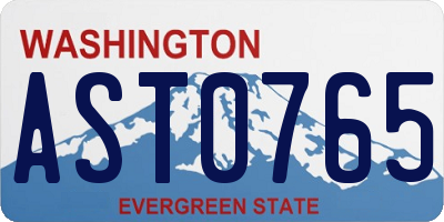 WA license plate AST0765