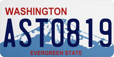 WA license plate AST0819