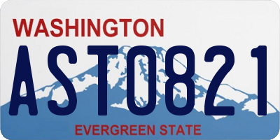 WA license plate AST0821