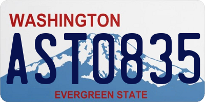 WA license plate AST0835