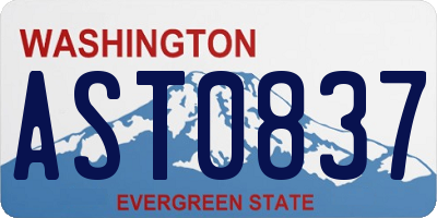 WA license plate AST0837