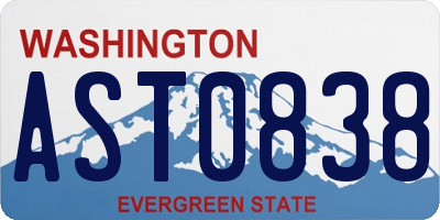 WA license plate AST0838
