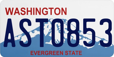 WA license plate AST0853