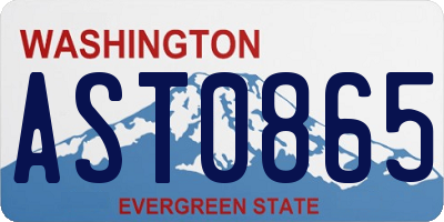 WA license plate AST0865