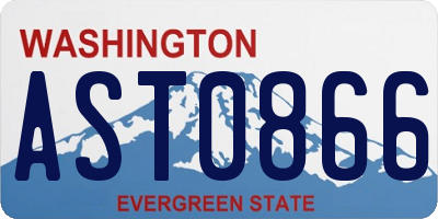WA license plate AST0866