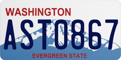 WA license plate AST0867