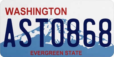 WA license plate AST0868