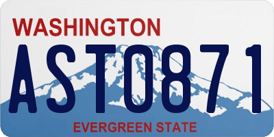 WA license plate AST0871