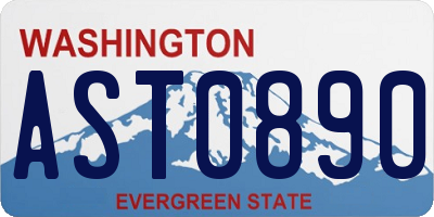 WA license plate AST0890