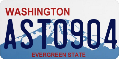 WA license plate AST0904