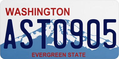WA license plate AST0905
