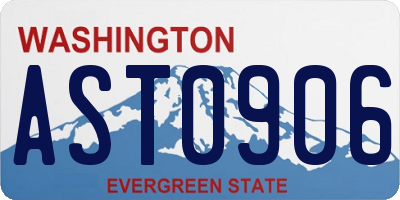 WA license plate AST0906